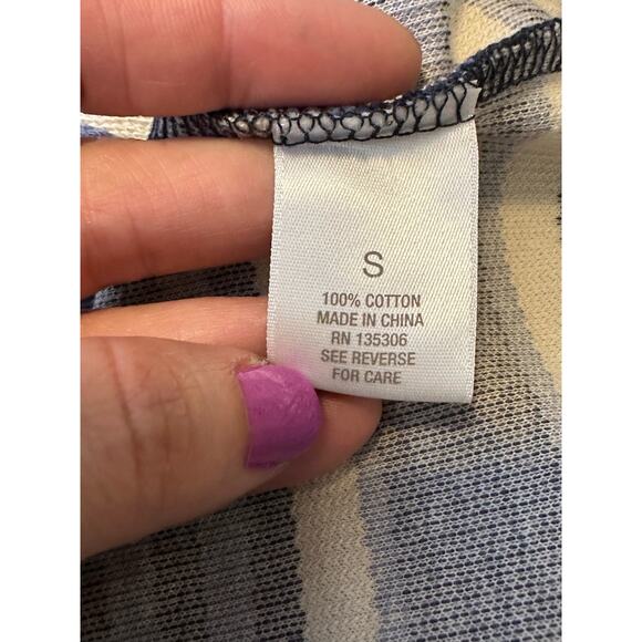 DB Blue and Ivory Striped Front Zip Front Pockets Cotton Jacket Size Small - Picture 4 of 11